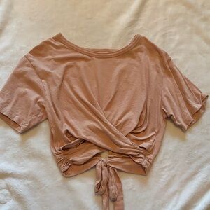 Aerie Blush Tie-Front Crop Top Salmon